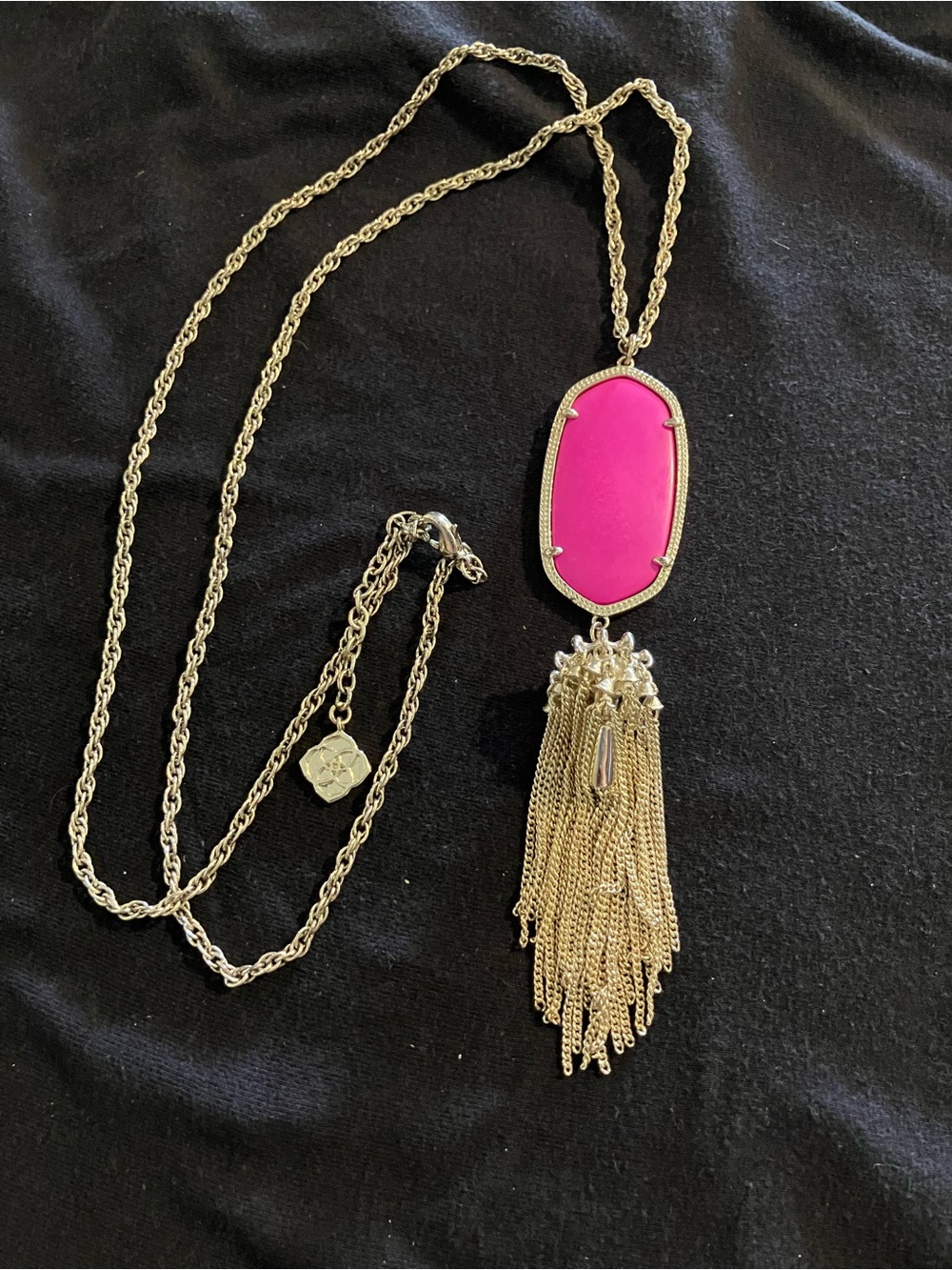 Kendra Scott Rayne Long Pendant Tassel Necklace Magenta Gold